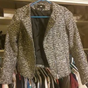 H&M tweed moto jacket